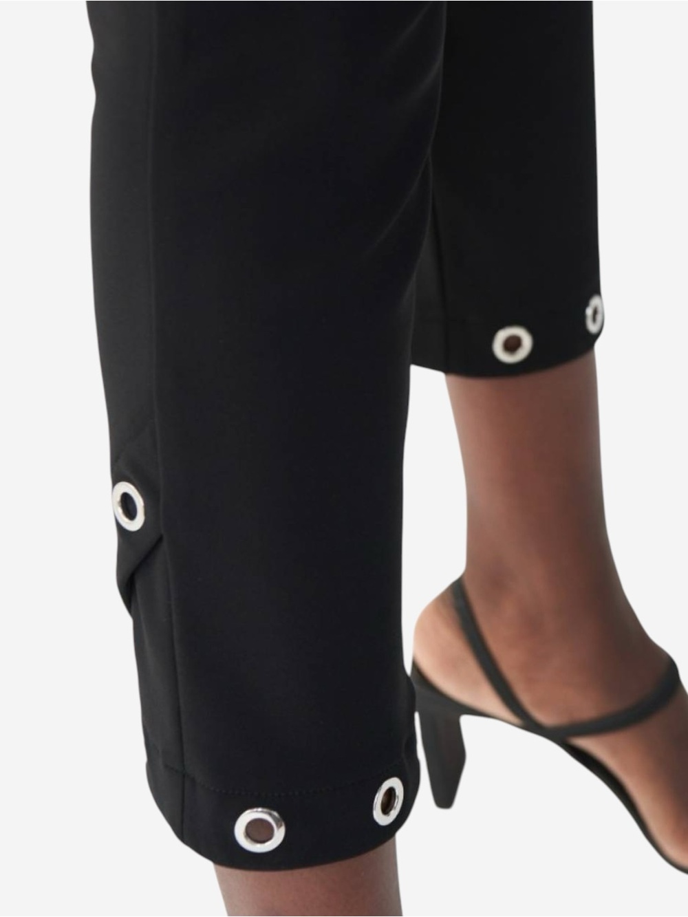 Joseph Ribkoff Eyelet Hem Stretch Knit Pants Black • US Size 8 • Style 222132 - Picture 3 of 12